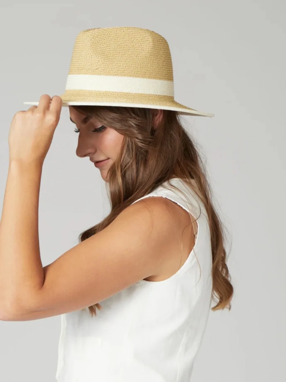 San Diego Hat Company Straw Fedora with White Band
